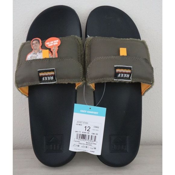 Reef CI9802 Men's Sz 12 Forrest Green Jacket Stash Slip-On Slide Sandals - Picture 5 of 10